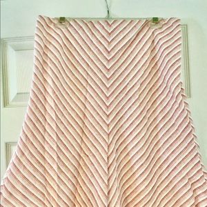 Ann Taylor Loft Linen Strip Skirt Pink White. 12